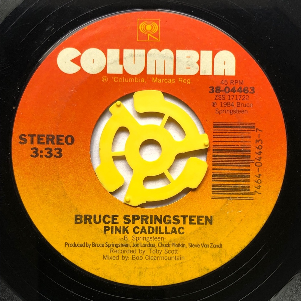 Bruce Springsteen 7” Vinyl 45 Record Pink Cadillac/Dancing In The Dark
